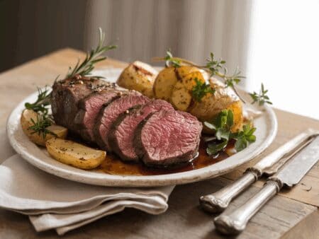 פילה בקר עם תפוחי אדמה