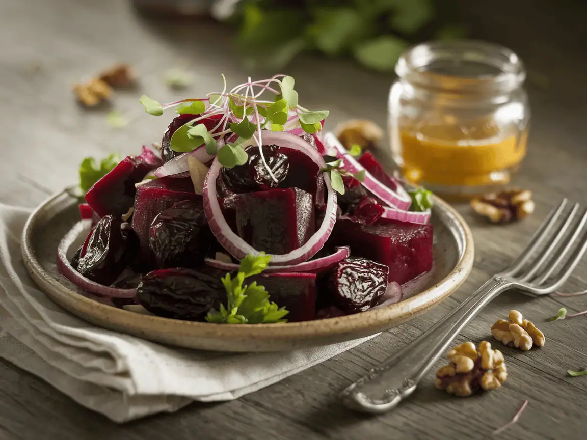 סלט סלק עם שזיפים מיובשים