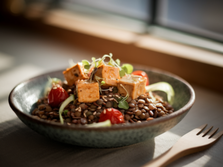 סלט עדשים עם טופו