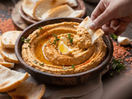 חומוס עדשים כתומות