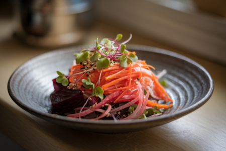 סלט שורשים ואטריות שעועית